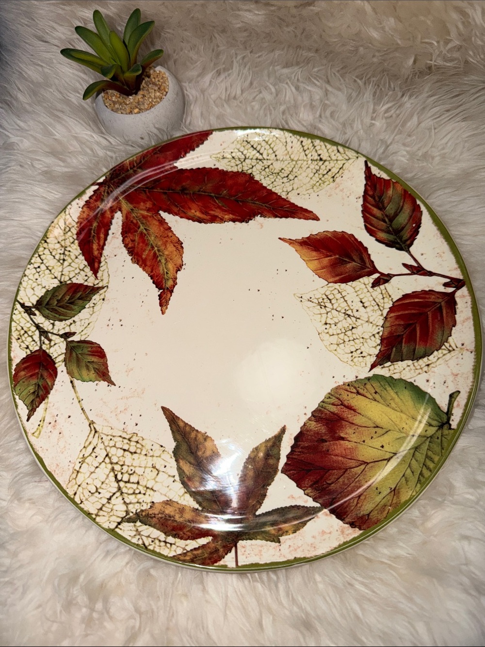 NWOT Pier 1 Imports Asheville Dinner Plate 11" Fall Autumn Leaves Ironstone NWOT